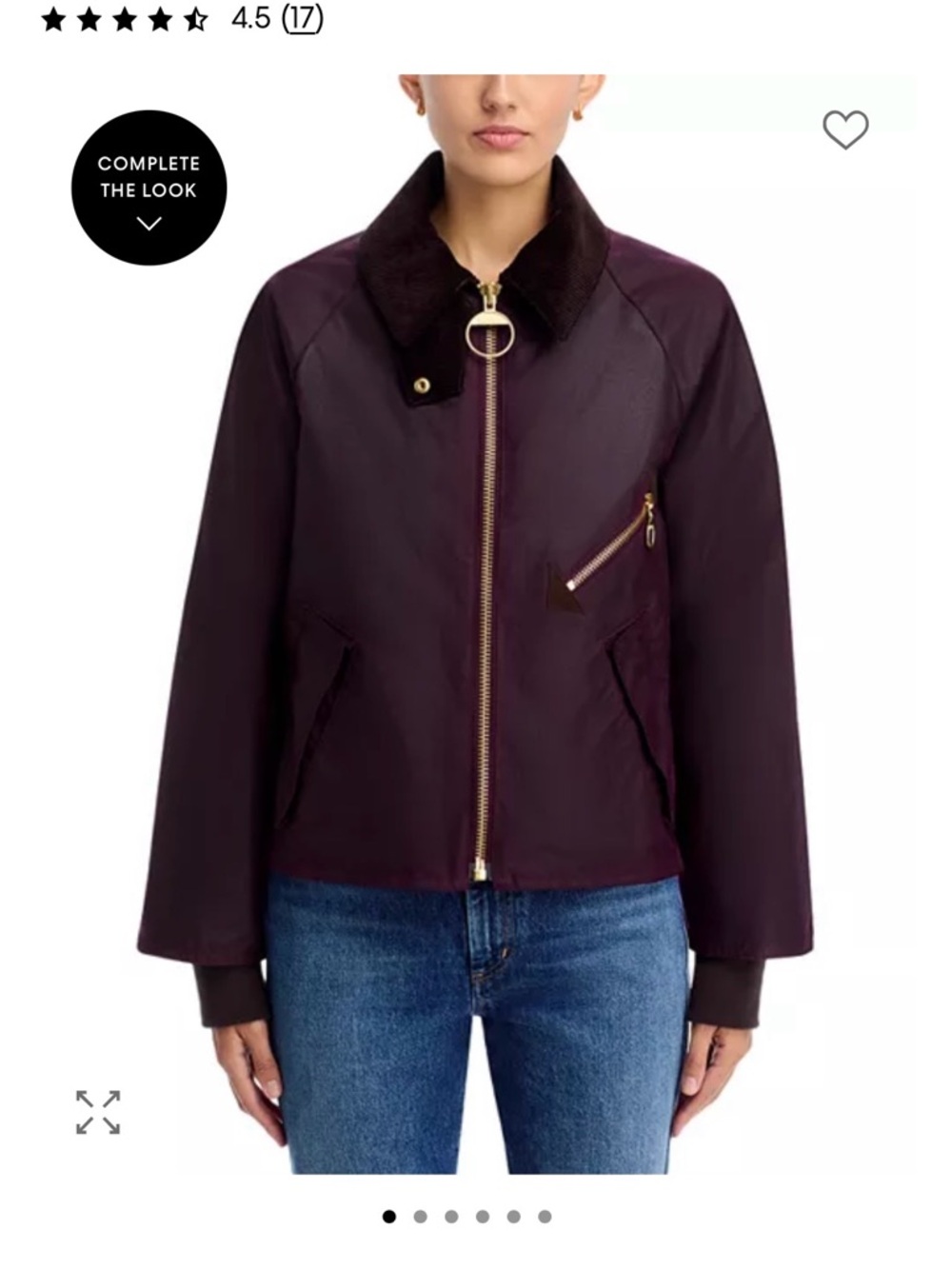 Barbour Arlene Wax Jacket Merlot with Gold Hardware